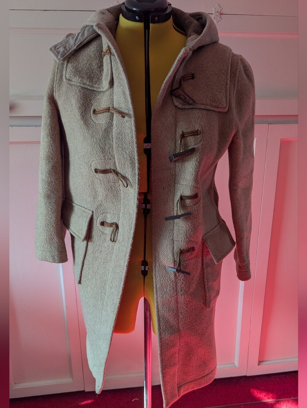 Vintage Gloverall Original English Hooded Wool Duffle Coat Made in England US 10